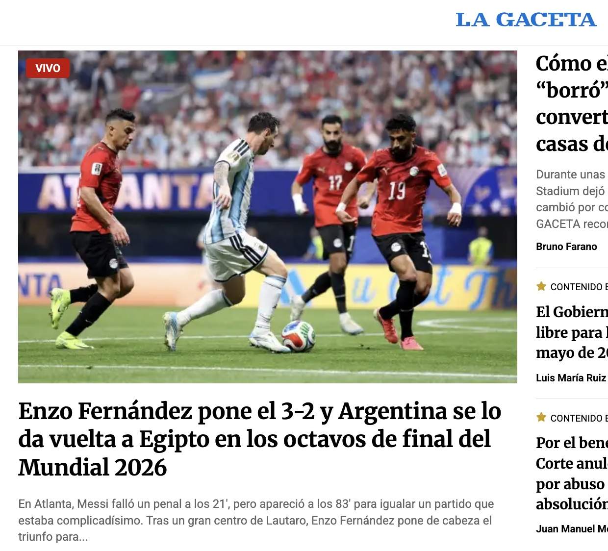 La Gaceta Argentina Egipto Mundial 2026 La Gaceta Argentina Egipto Mundial 2026