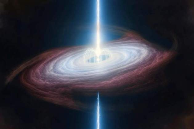 Un magnetar rodeado por un disco de acreción, representación artística Un magnetar rodeado por un disco de acreción, representación artística