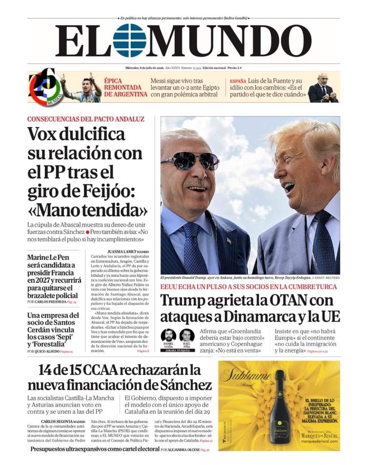 'El Mundo', 8 de juliol de 2026