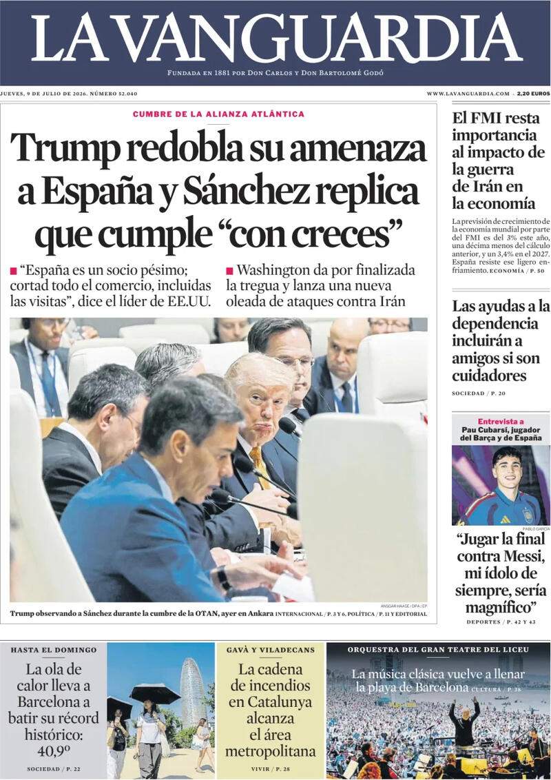 Portada 'La Vanguardia' Portada 'La Vanguardia'