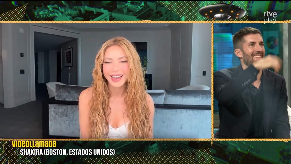 Shakira connectant en directe amb 'La Revuelta' / RTVE Shakira connectant en directe amb 'La Revuelta' / RTVE
