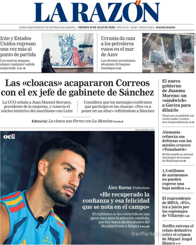 Portada 'La Razón' Portada 'La Razón'