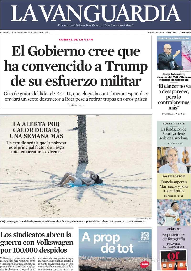 Portada 'La Vanguardia' Portada 'La Vanguardia'