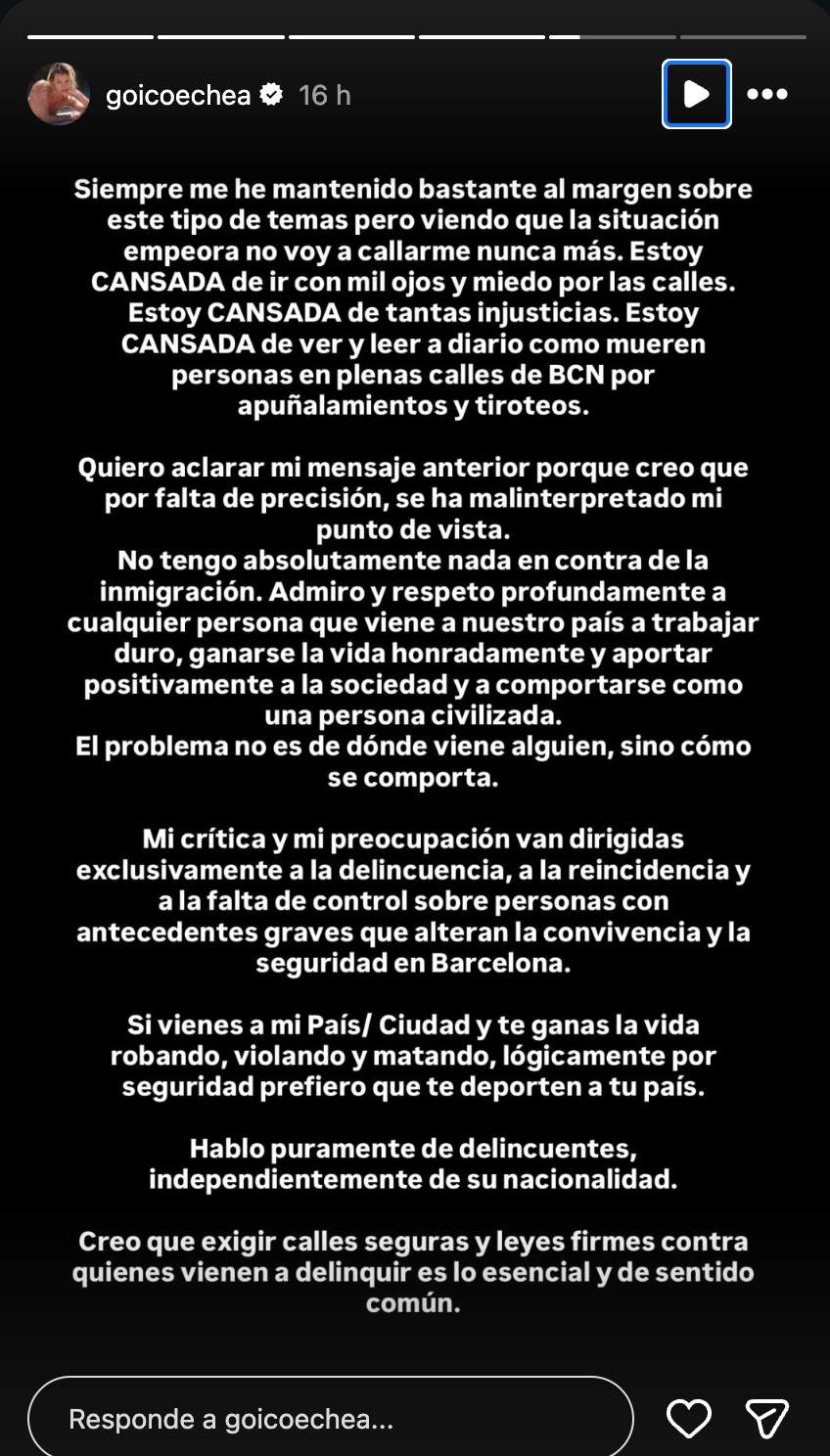 El comunicado de Jessica Goicoechea / Instagram El comunicado de Jessica Goicoechea / Instagram