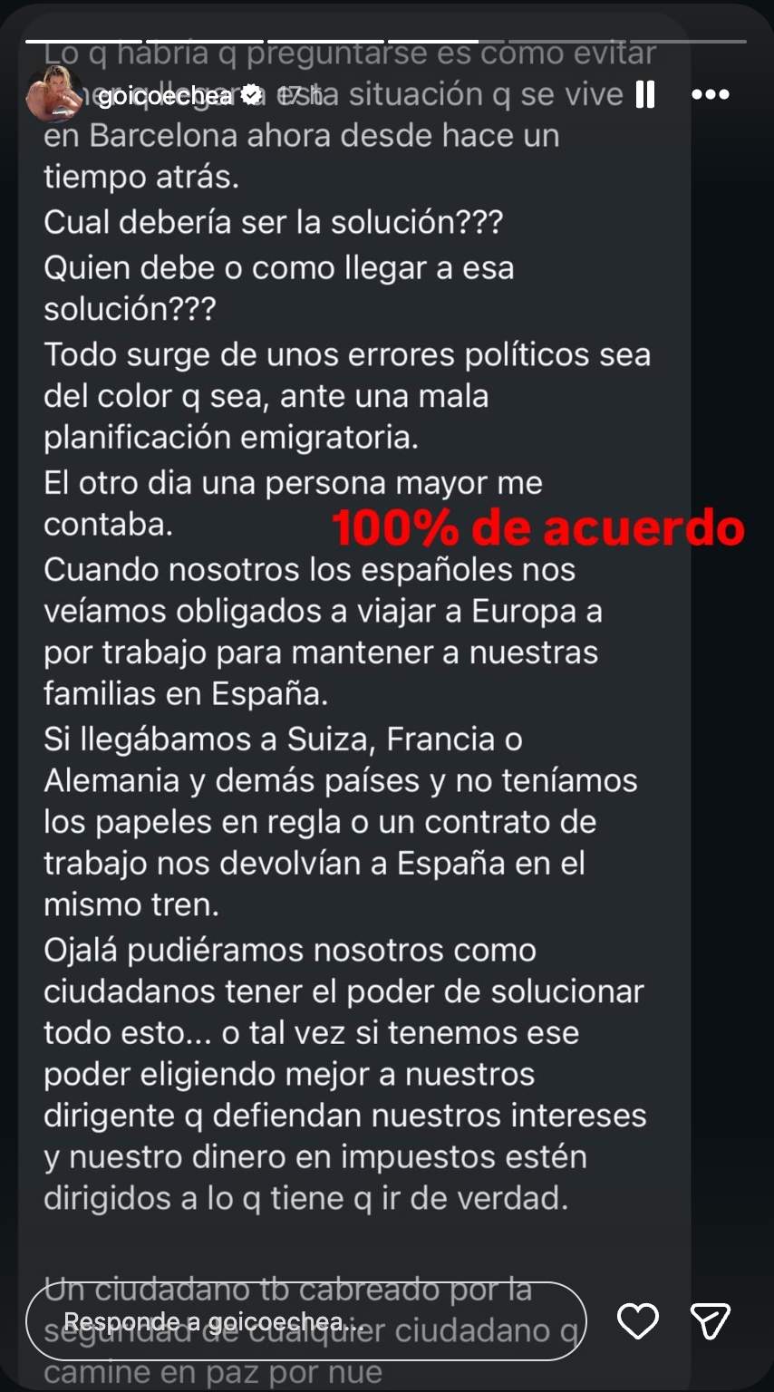 Goicoechea sobre la situación actual de Barcelona / Instagram Goicoechea sobre la situación actual de Barcelona / Instagram