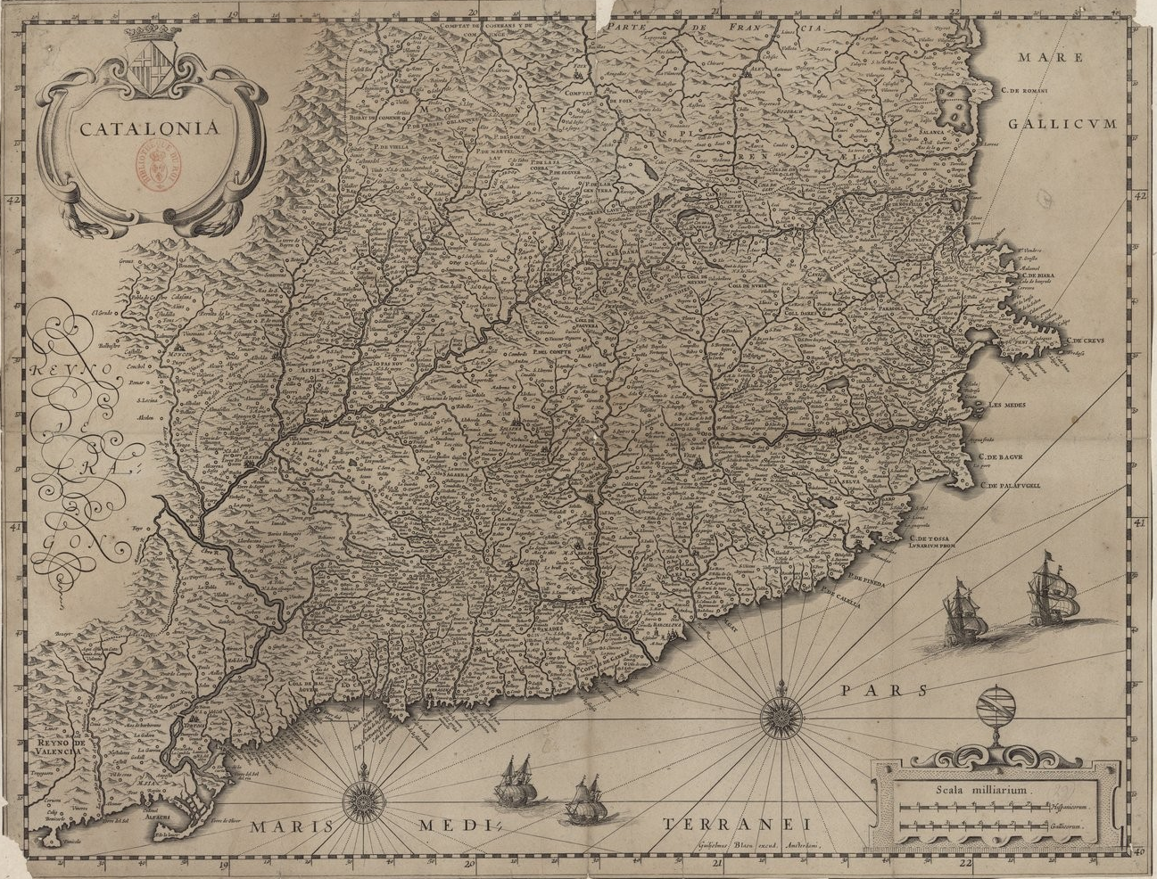 Mapa nederlandés de Catalunya (1630). Fuente Bibliothèque Nationale de France