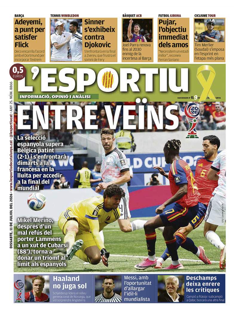 L'Esportiu portada 11 07 2026 L'Esportiu portada 11 07 2026