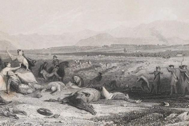 Soldats britanics rematen ferits escocesos al camp de batalla de Culloden. Font National Army Museum (1)