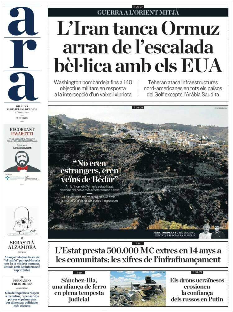 'Ara', 13 de juliol de 2026