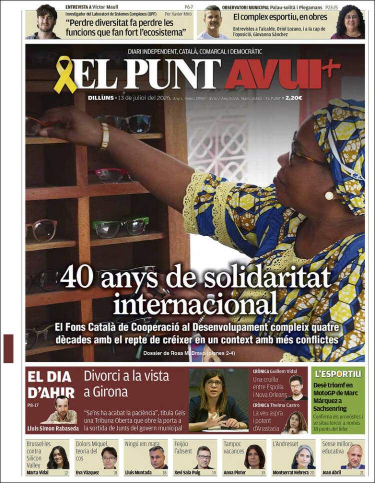 'El Punt Avui', 13 de juliol de 2026
