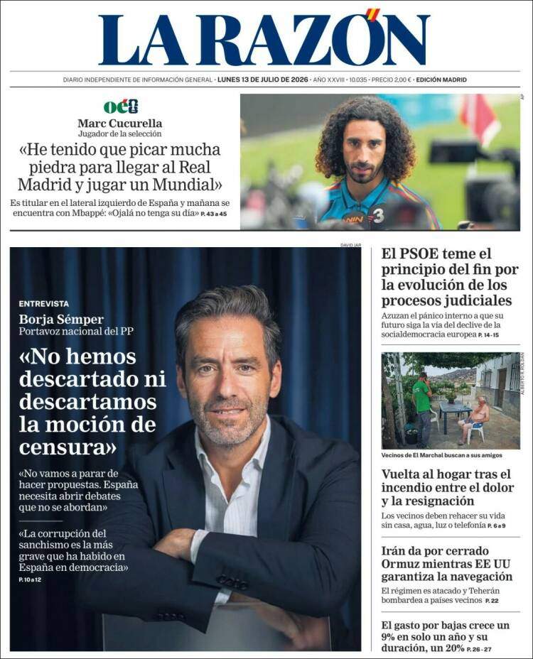 'La Razón', 13 de juliol de 2026