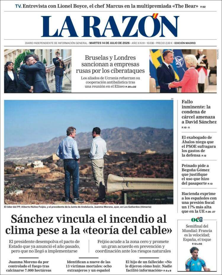 'La Razón', 14 de juliol de 2026 'La Razón', 14 de juliol de 2026