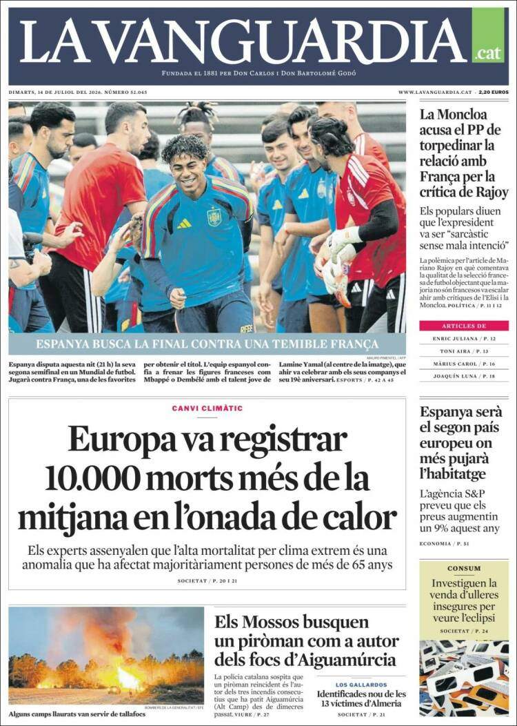 'La Vanguardia', 14 de juliol de 2026 'La Vanguardia', 14 de juliol de 2026