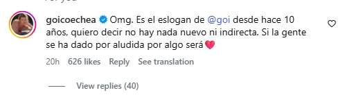El comentario de Jessica Goicoechea en un vídeo de Sofía Surfers / Instagram El comentario de Jessica Goicoechea en un vídeo de Sofía Surfers / Instagram