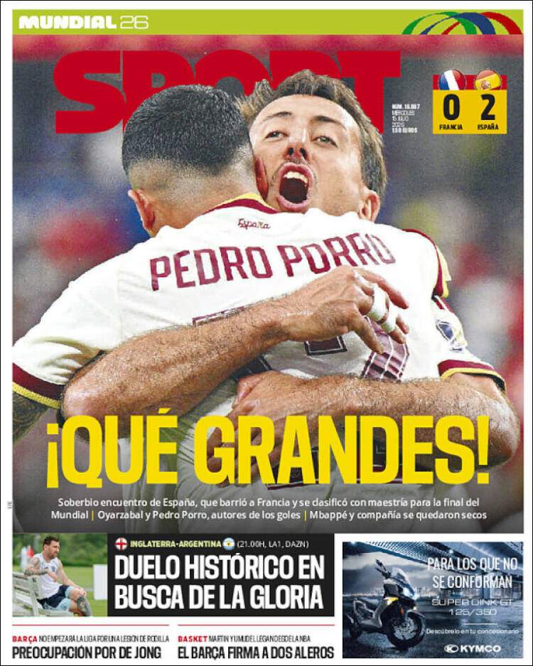 Sport portada 15 07 2026 Sport portada 15 07 2026