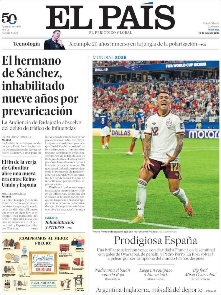 'El País', 15 de juliol de 2026 'El País', 15 de juliol de 2026