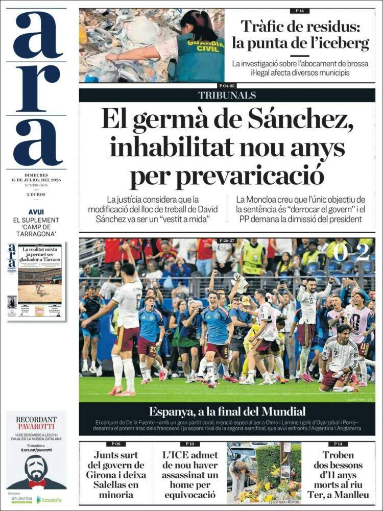 'Ara', 15 de juliol de 2026 'Ara', 15 de juliol de 2026
