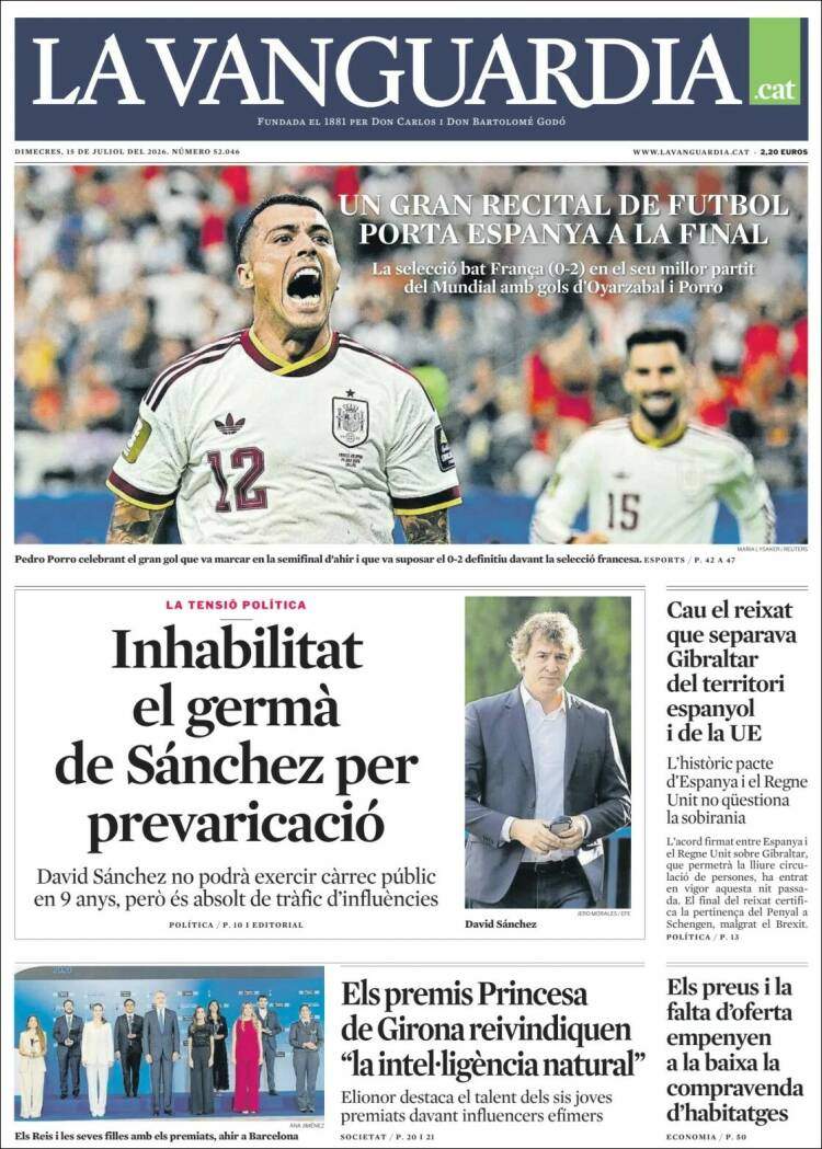 'La Vanguardia', 15 de juliol de 2026 'La Vanguardia', 15 de juliol de 2026
