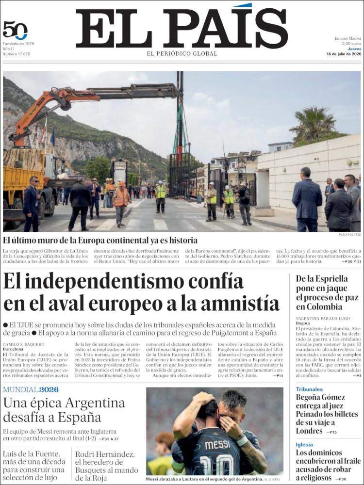 'El País', 16 de juliol de 2026 'El País', 16 de juliol de 2026