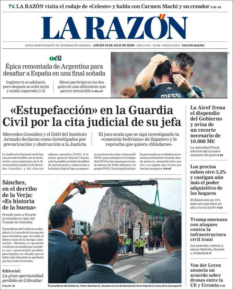 'La Razón', 16 de juliol de 2026 'La Razón', 16 de juliol de 2026
