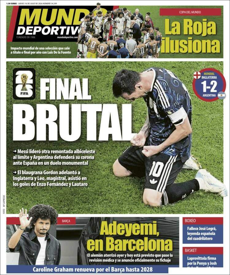 Mundo Deportivo portada 16 07 2026 Mundo Deportivo portada 16 07 2026