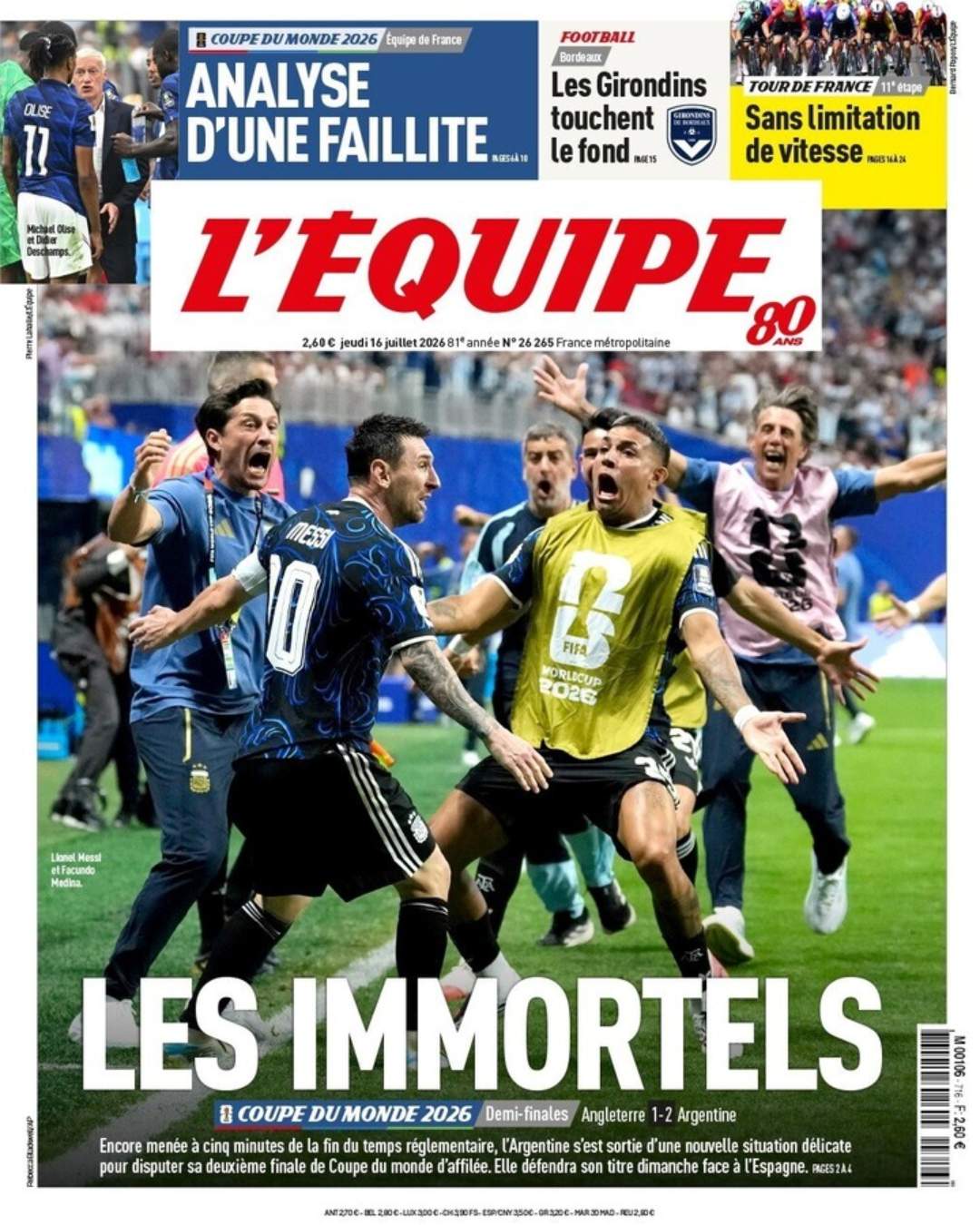 L'Équipe portada 16 07 2026 L'Équipe portada 16 07 2026