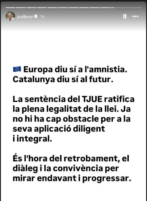 Reaccio Jaume Collboni aval TJUE amnistia Reaccio Jaume Collboni aval TJUE amnistia