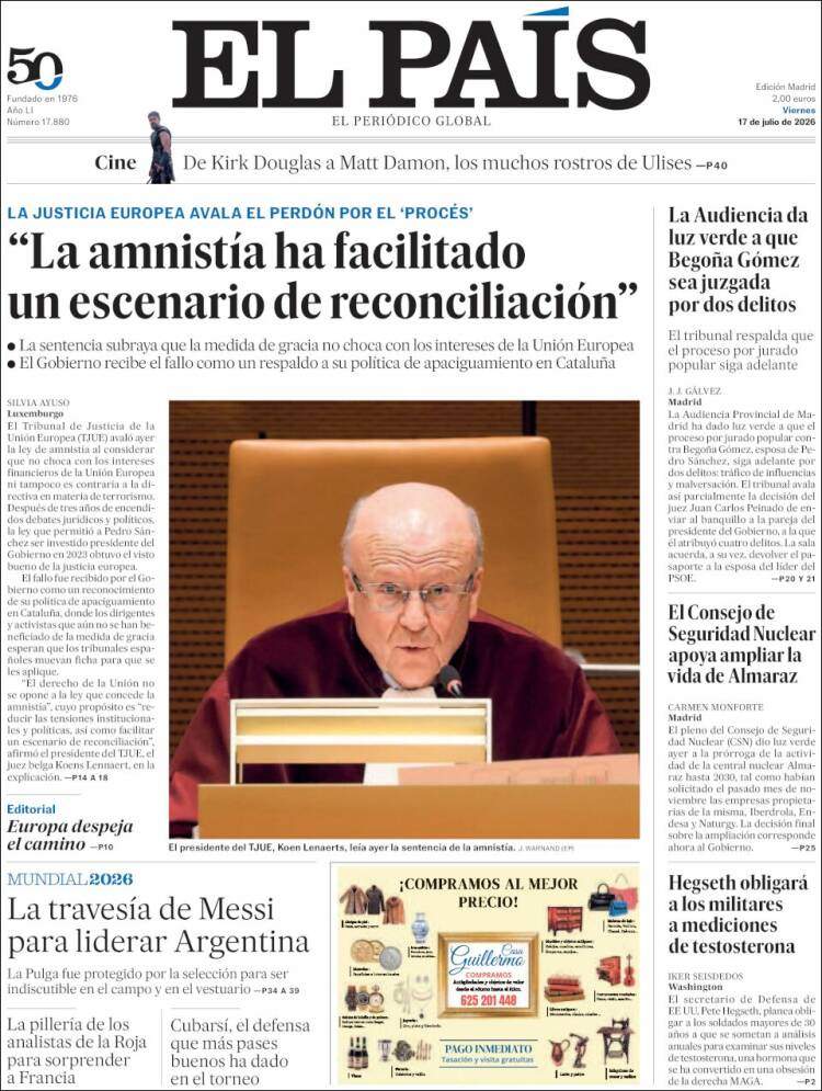 'El País', 17 de juliol de 2026 'El País', 17 de juliol de 2026
