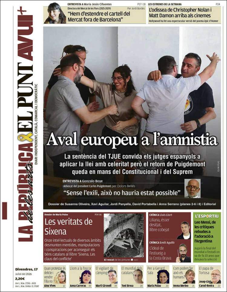 'El Punt Avui', 17 de juliol de 2026 'El Punt Avui', 17 de juliol de 2026