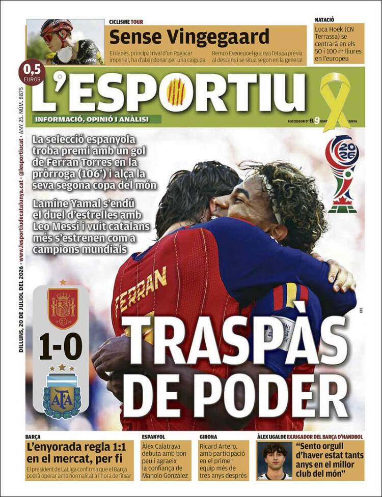 L'Esportiu portada 20 07 2026 L'Esportiu portada 20 07 2026