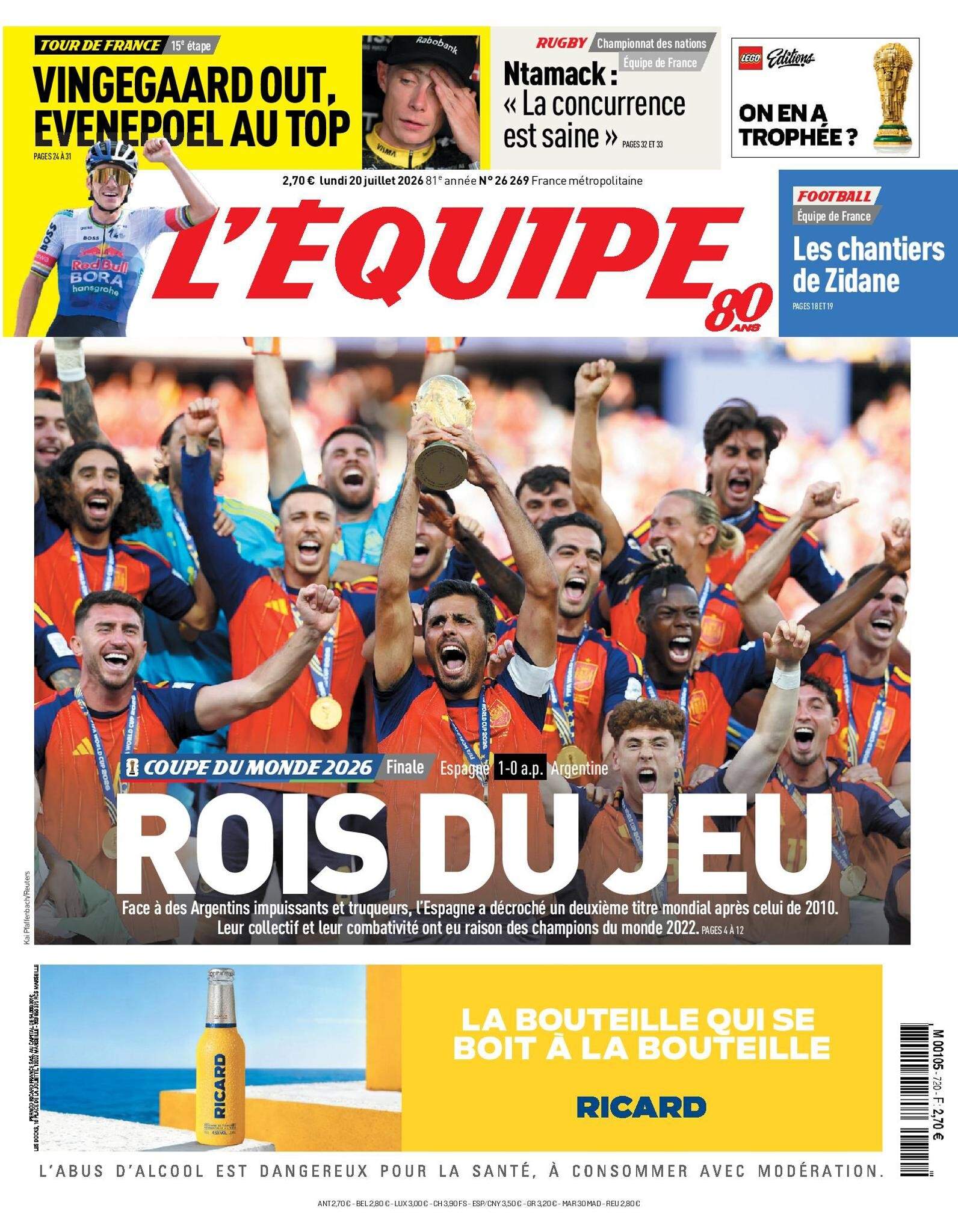 L'Équipe portada 20 07 2026 L'Équipe portada 20 07 2026