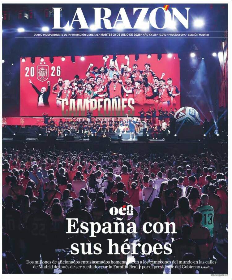'La Razón', 21 de juliol de 2026 'La Razón', 21 de juliol de 2026