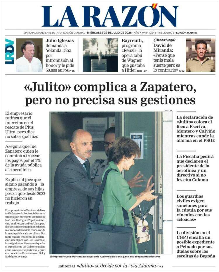 'La Razón', 22 de juliol de 2026 'La Razón', 22 de juliol de 2026