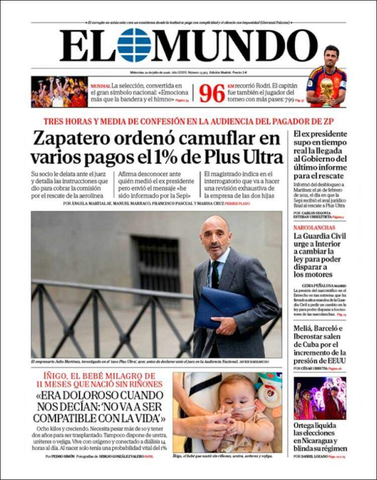 'El Mundo', 22 de juliol de 2026 'El Mundo', 22 de juliol de 2026