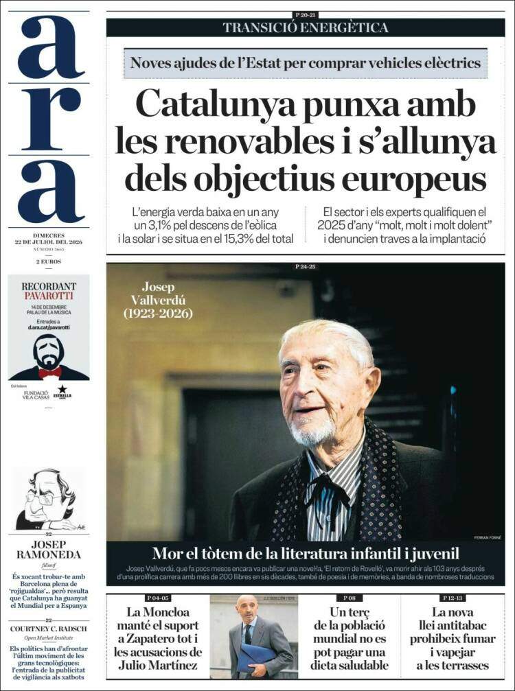 'Ara', 22 de juliol de 2026 'Ara', 22 de juliol de 2026