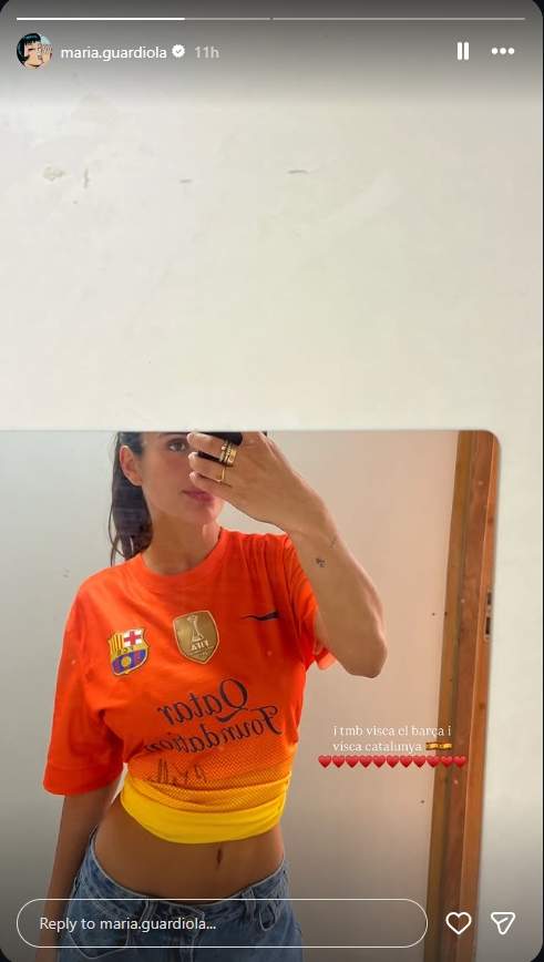 Maria Guardiola amb la samarreta del Barça per la final del Mundial /Instagram Maria Guardiola amb la samarreta del Barça per la final del Mundial /Instagram