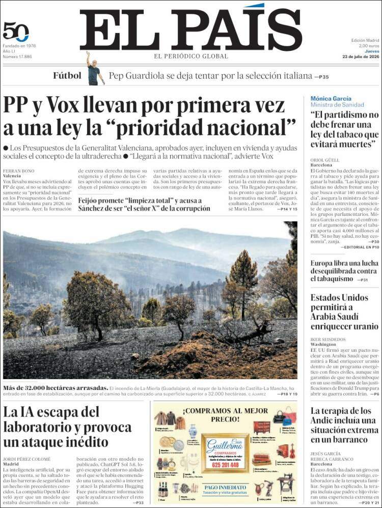 'El País', 23 de juliol de 2026 'El País', 23 de juliol de 2026