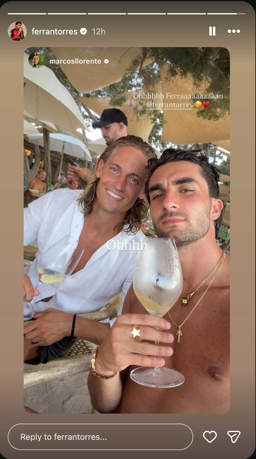 Ferran Torres amb Marcos Llorente a Eivissa / Instagram Ferran Torres amb Marcos Llorente a Eivissa / Instagram