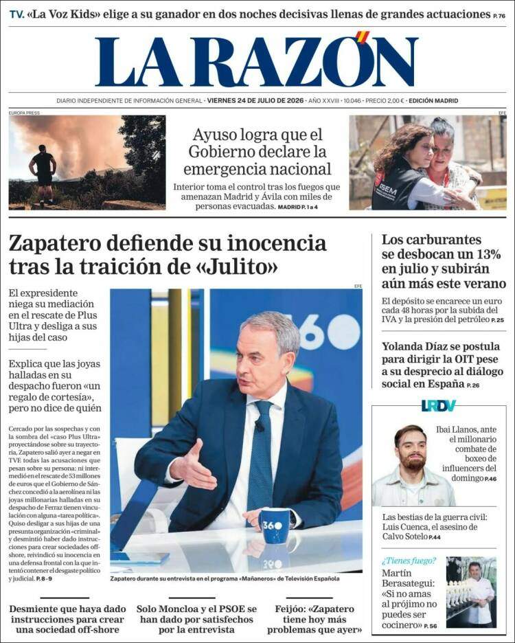 'La Razón', 24 de juliol de 2026 'La Razón', 24 de juliol de 2026