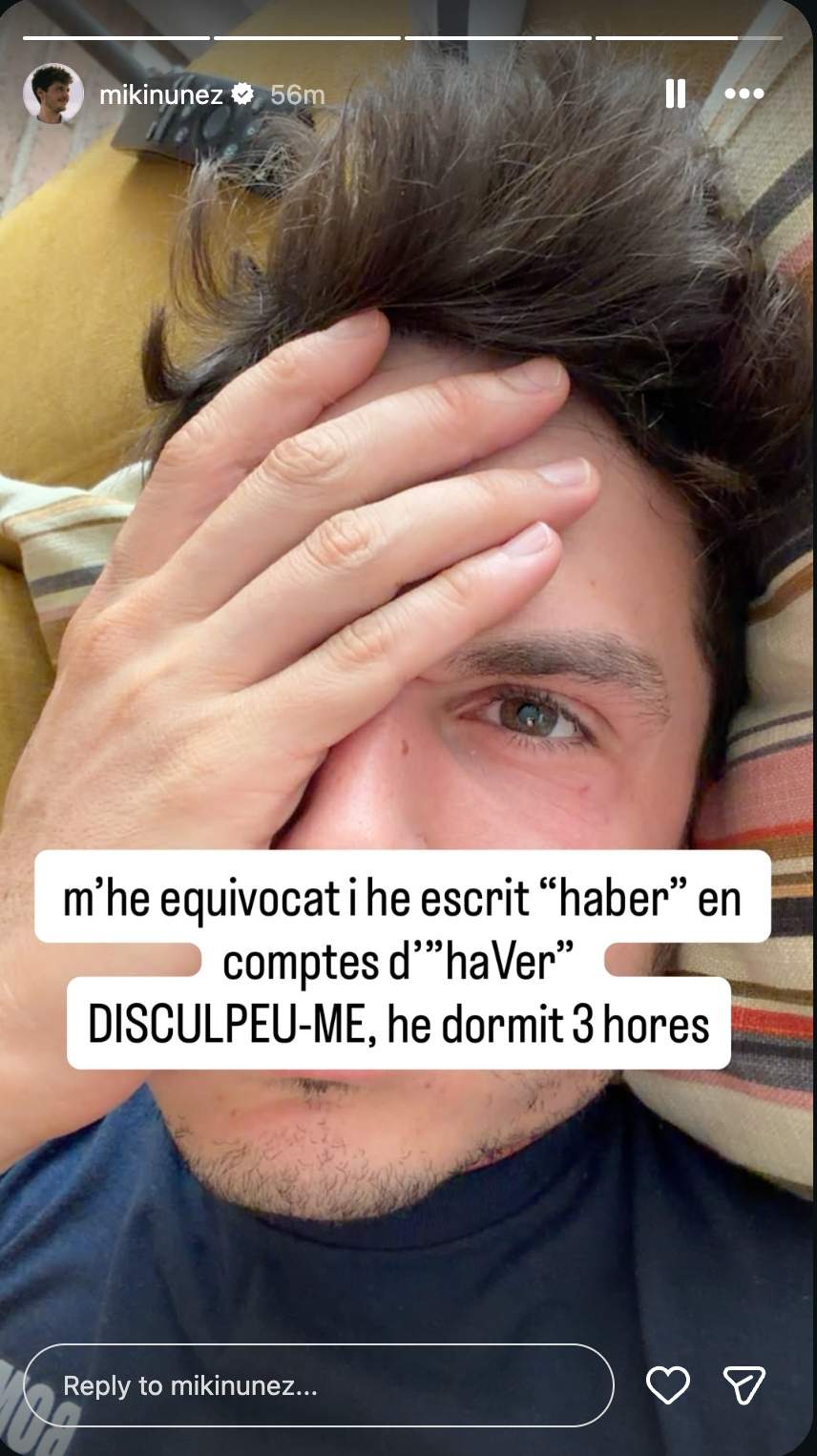 Miki Núñez es disculpa sobre el seu error / Instagram Miki Núñez es disculpa sobre el seu error / Instagram
