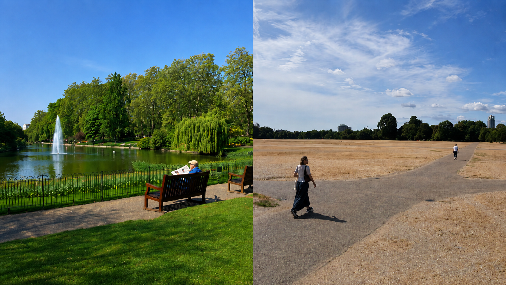 La sequía devora Londres: Hyde Park se transforma en un desierto y el campo británico ya está al límite