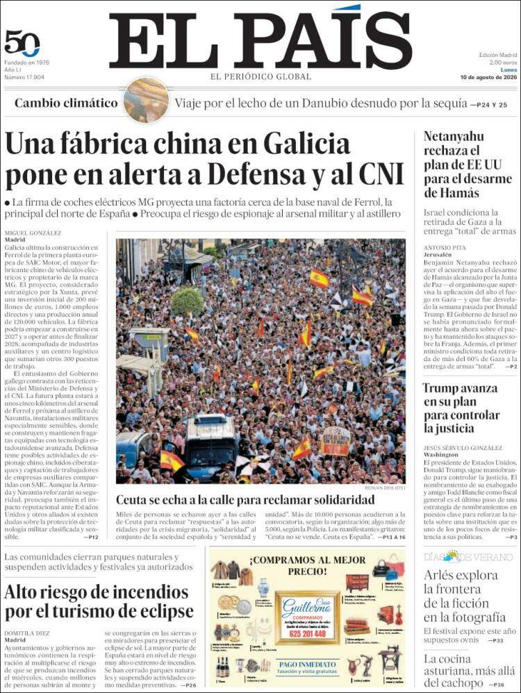 'El País', 10 d'agost de 2026