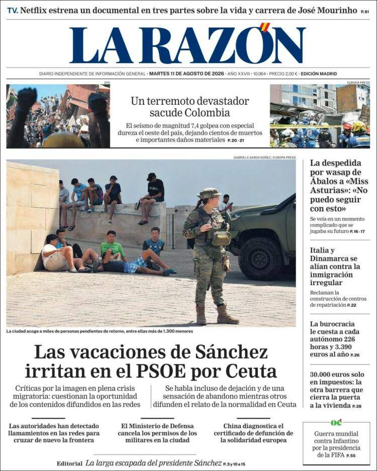 'La Razón', 11 d'agost de 2026