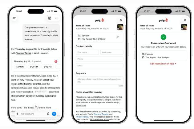 Reserva de Yelp en ChatGPT Reserva de Yelp en ChatGPT