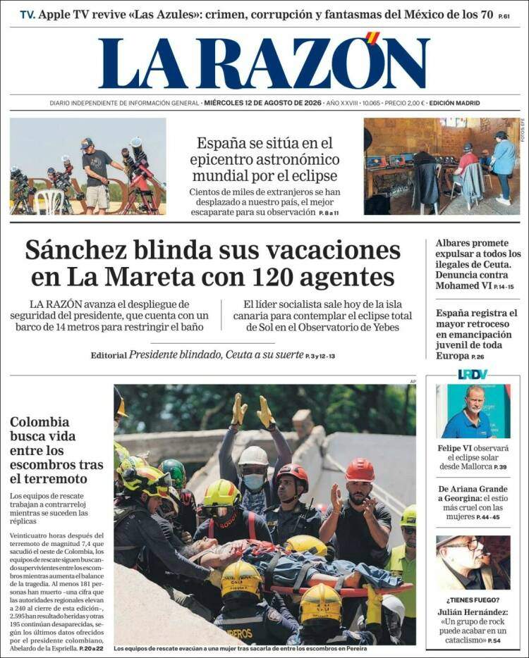 'La Razón', 12 d'agost de 2026 'La Razón', 12 d'agost de 2026