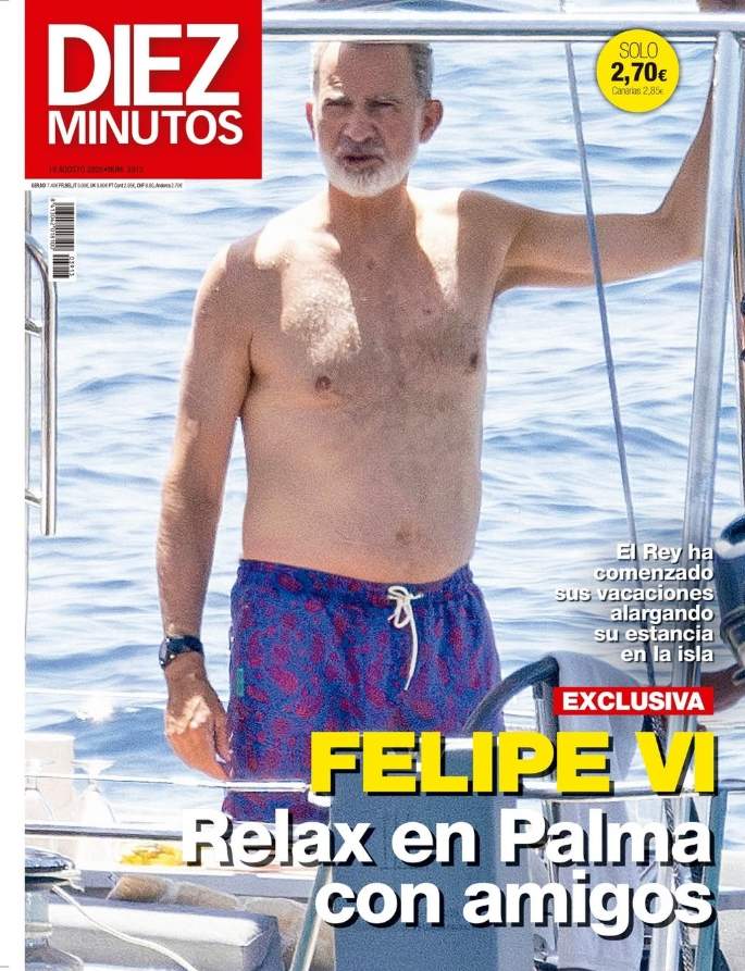 La portada de Diez Minutos amb el rei Felip al mar
