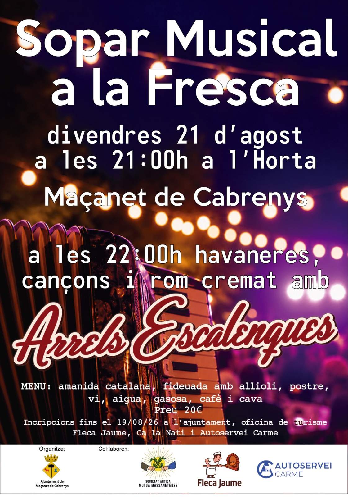 Cena musical al aire libre