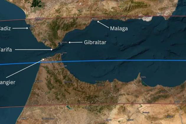 Ruta del eclipse solar del 2 de agosto de 2027. Foto: MapHub.net Ruta del eclipse solar del 2 de agosto de 2027. Foto: MapHub.net