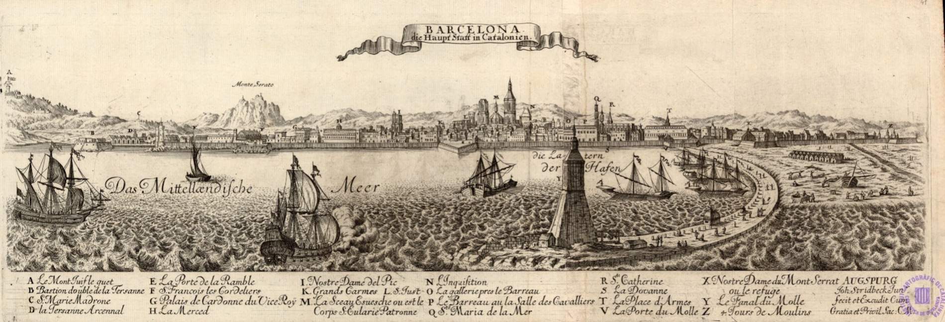 Gravat austriac de Barcelona representat després de la pèrdua de Catalunya. Font Cartoteca de Catalunya