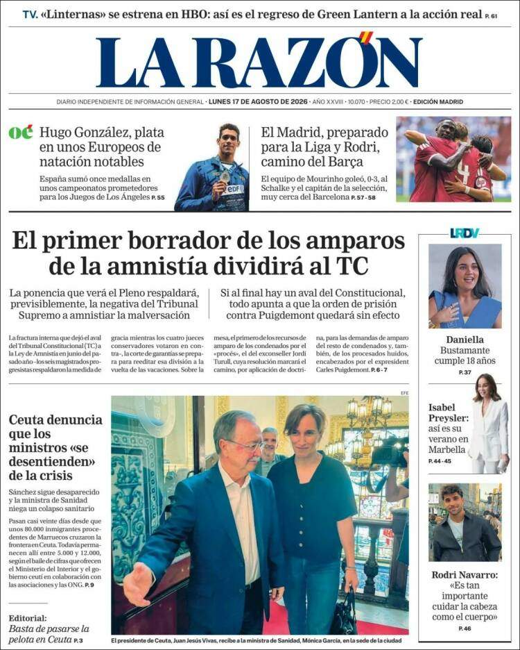'La Razón', 17 d'agost de 2026 'La Razón', 17 d'agost de 2026